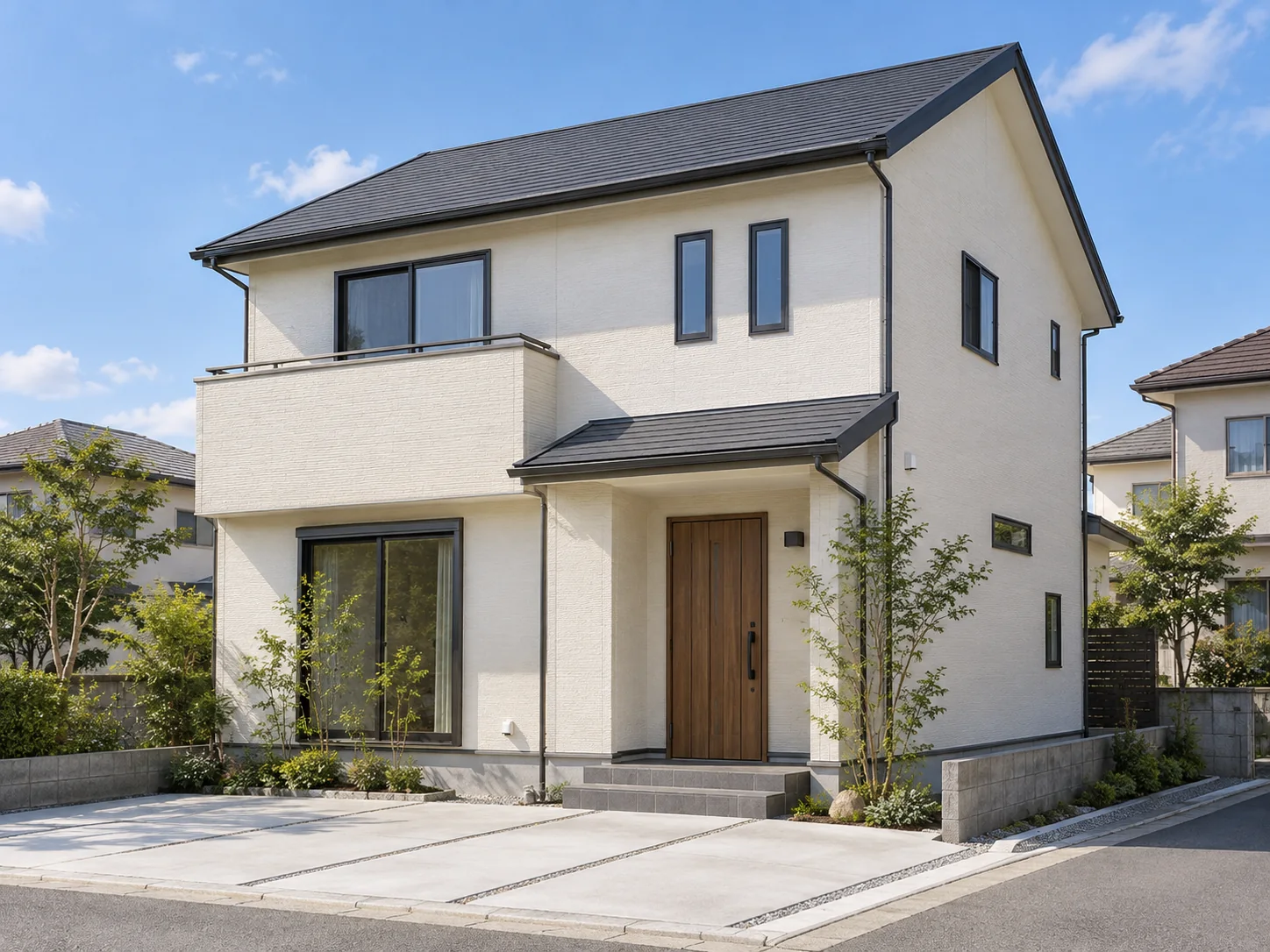 やわらかなホワイトの住宅。生成した施工イメージ